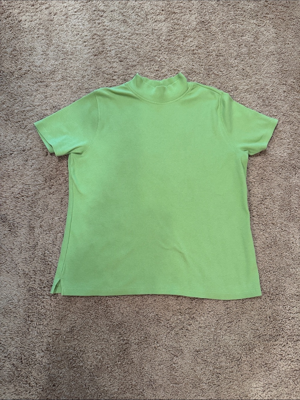 Karen Scott Sport Short Sleeve Mock Neck Top in Lime